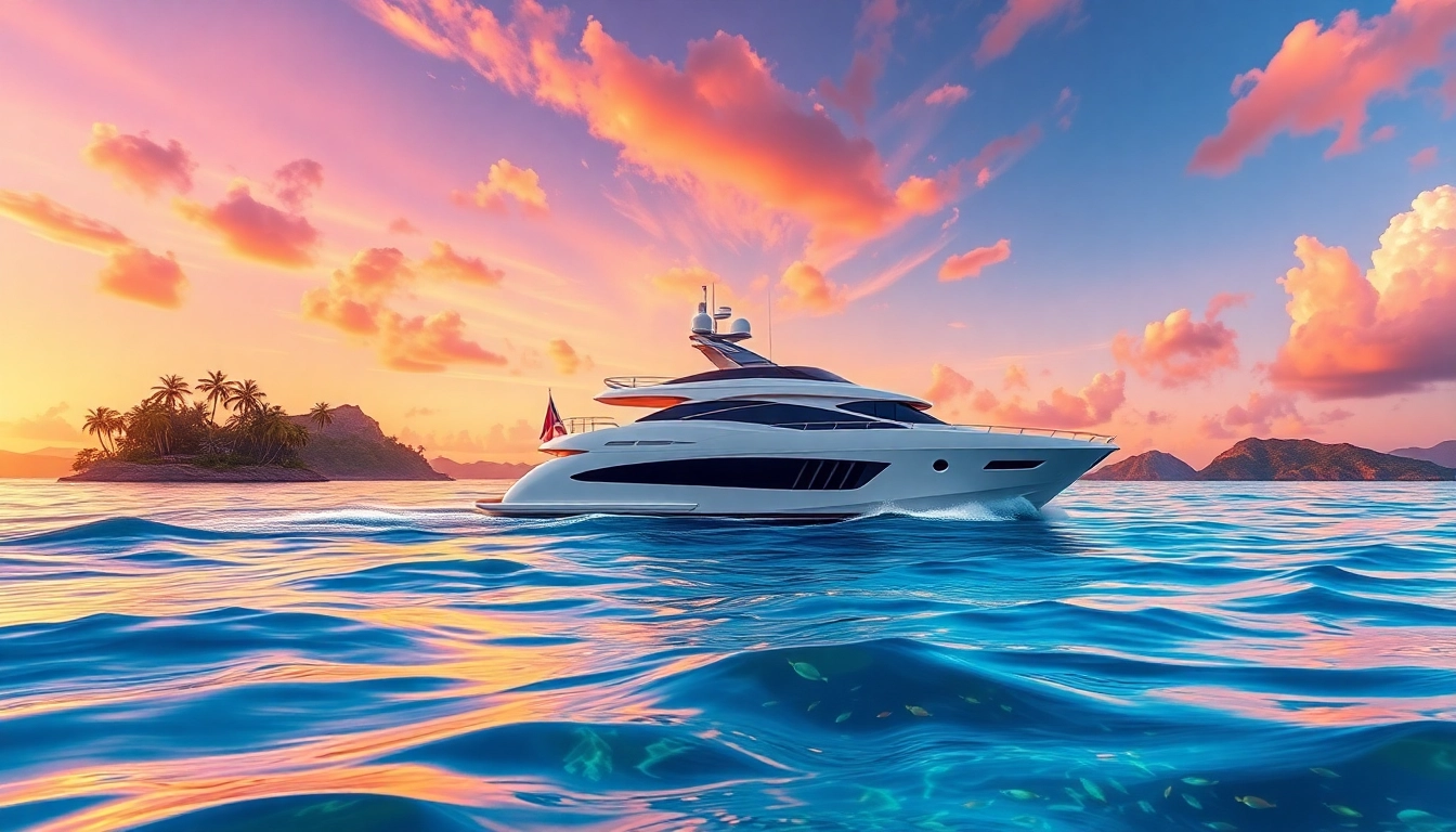 Explore the luxury lifestyle with marine88 in a stunning yacht cruising through beautiful tropical waters.