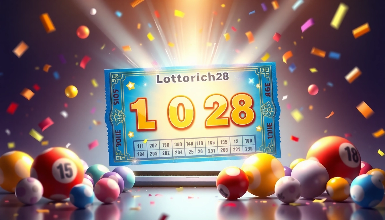 Discover the enticing world of lottorich28 with this vibrant lottery ticket illustration, radiating excitement and opportunity.