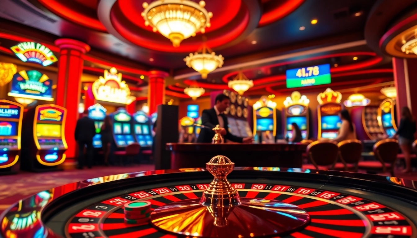 Experience the thrill of the casino with https://shbets.net/ showcasing vibrant roulette tables and slot machines.