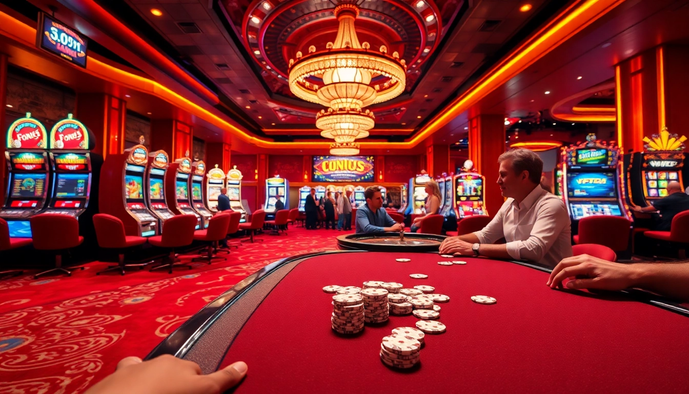 Experience the thrill of betting at https://nohu90g.com with vibrant casino tables and excited players.