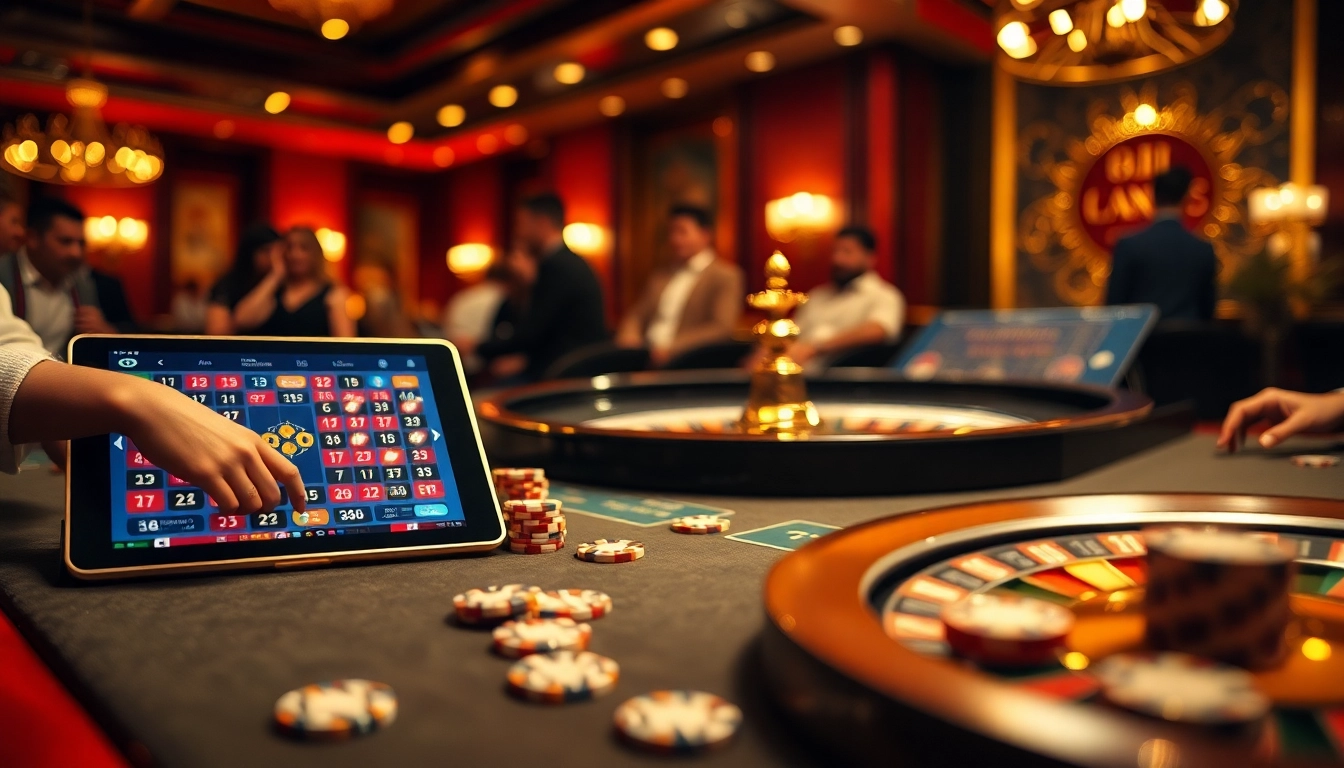 Players engage in an exciting roulette game as they interact with an ai gf on a tablet, blending traditional casino excitement with virtual companionship.
